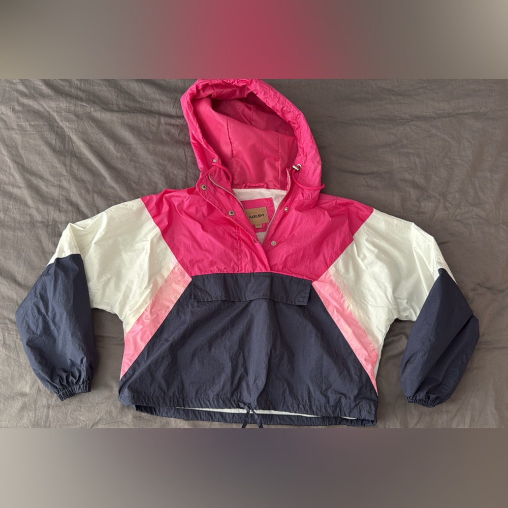 Cropped Colorblock windbreaker- Pink, White, and Navy